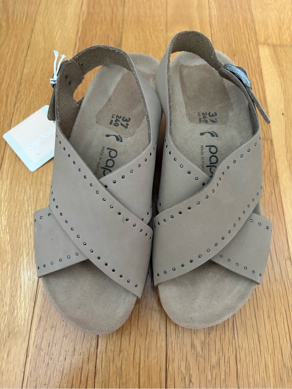 Birkenstock Papillio Taupe Crisscross Studded Slingback Sandals
